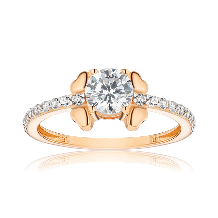 Золота каблучка з фіанітами 17082/01/1/16