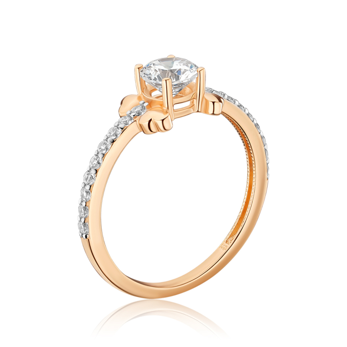 Золота каблучка з фіанітами 17082/01/1/16