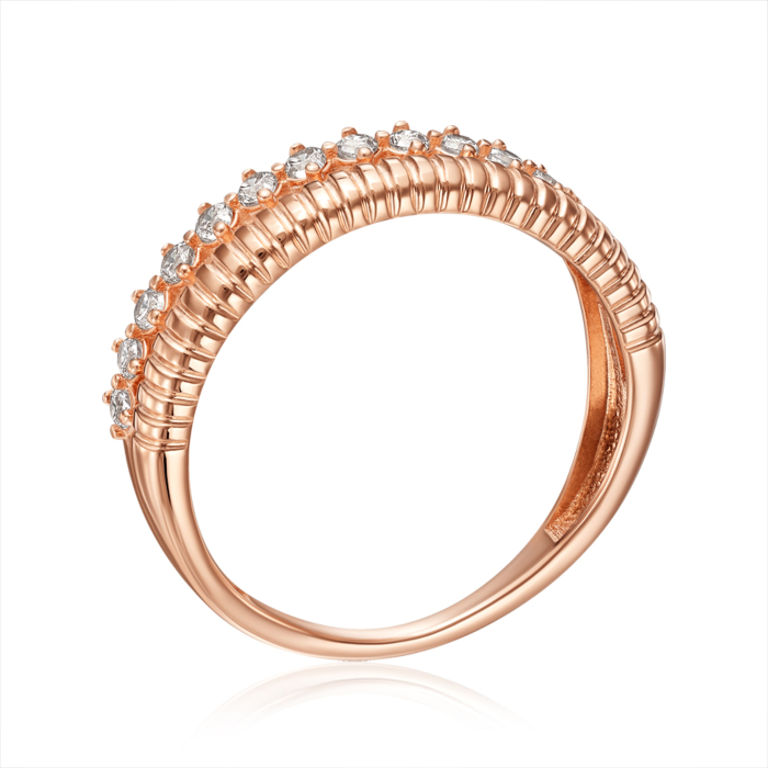 Кольцо из красного золота с фианитами 17085/01/0/3