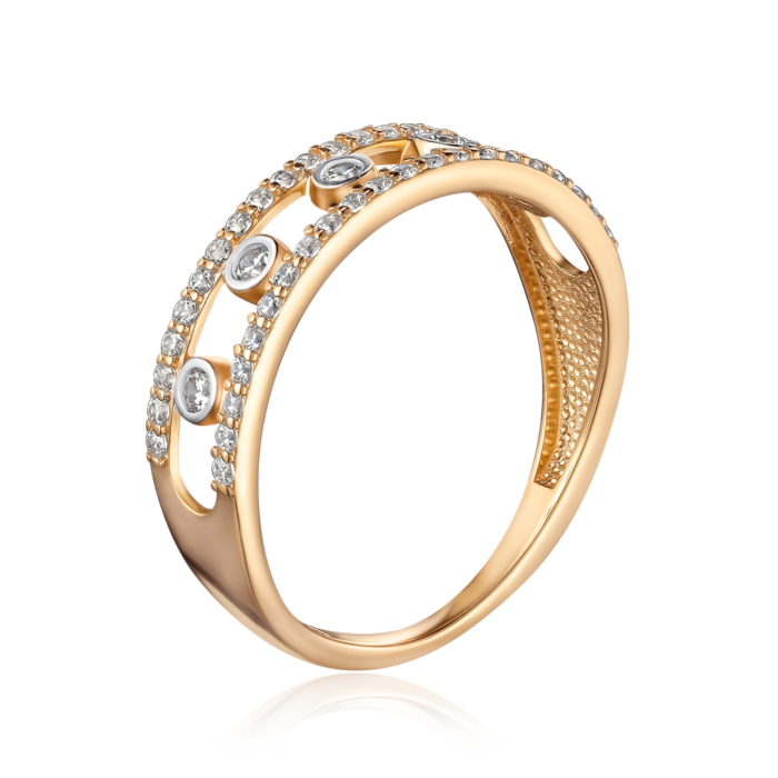 Золотое кольцо с фианитами 17087/01/1/79