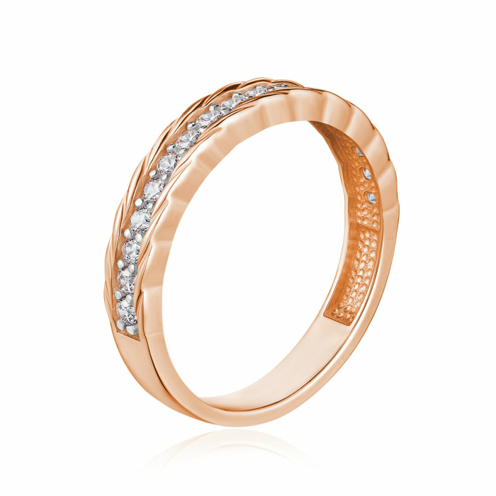 Золота каблучка з фіанітами. Артикул 17095/01/1/3
