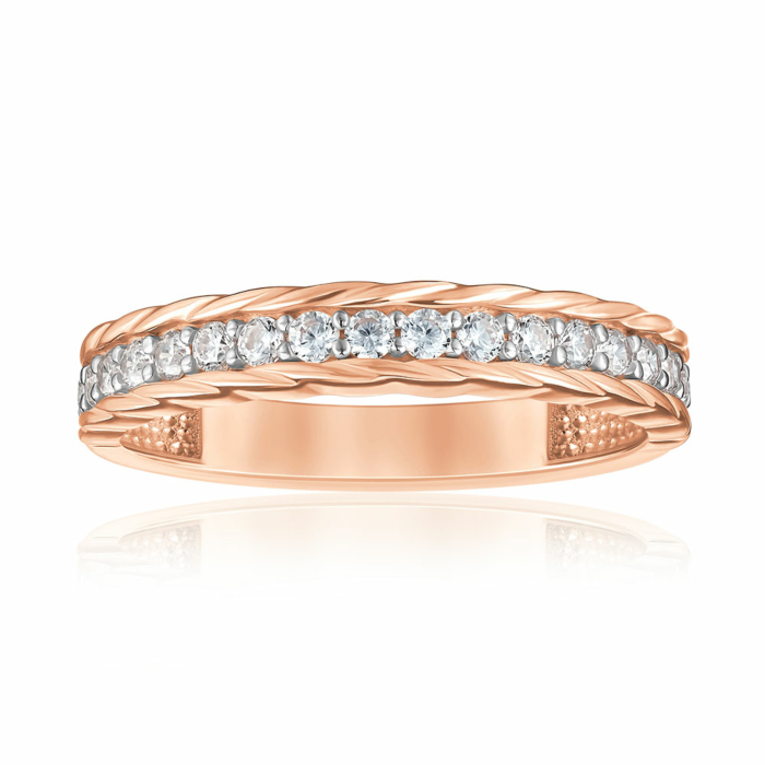 Золота каблучка з фіанітами. Артикул 17095/01/1/3