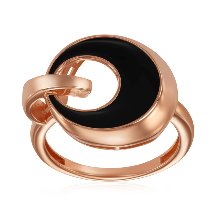 Золотое кольцо с эмалью. Артикул 17100/01/0/389