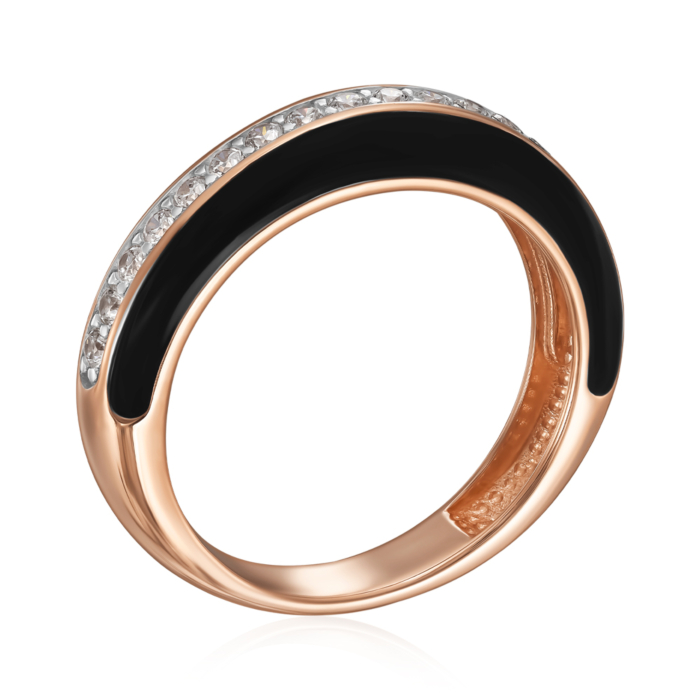 Золотое кольцо с фианитами и эмалью. Артикул 17101/01/1/397