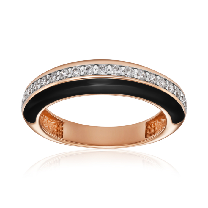 Золотое кольцо с фианитами и эмалью. Артикул 17101/01/1/397