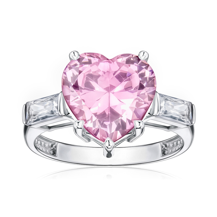 Каблучка з білого золота з фіанітами 17107/02/1/21511