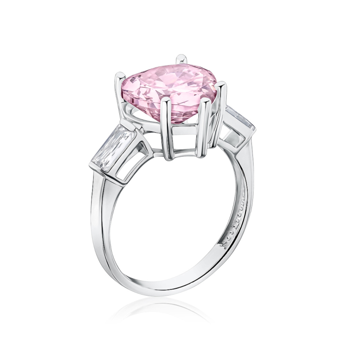 Каблучка з білого золота з фіанітами 17107/02/1/21511