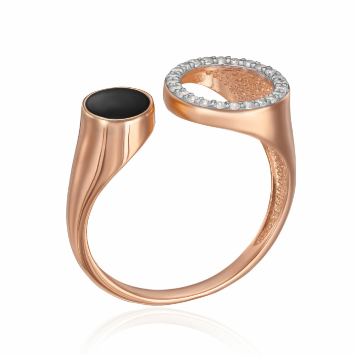 Золотое кольцо с фианитами и эмалью. Артикул 17110/01/1/627