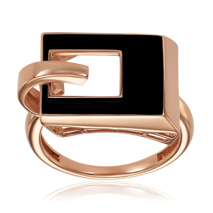 Кольцо из красного золота  с эмалью 17119/01/0/389