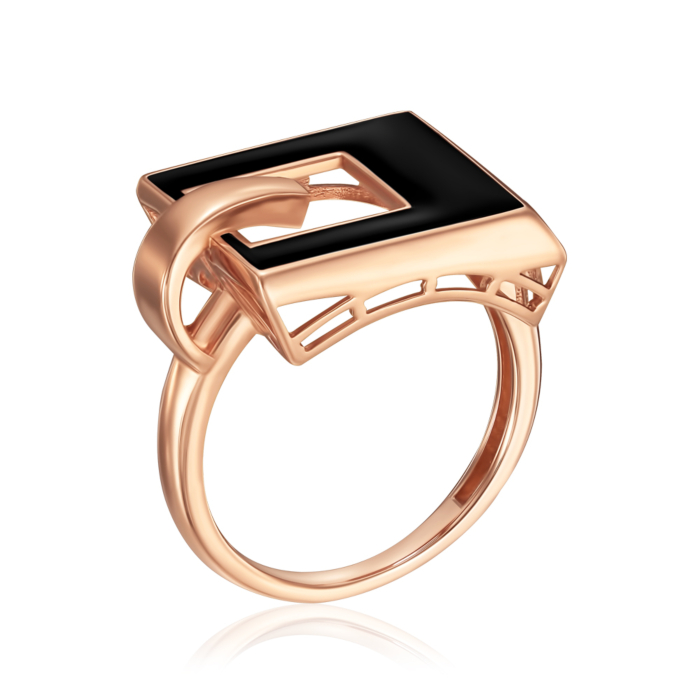 Кольцо из красного золота  с эмалью 17119/01/0/389