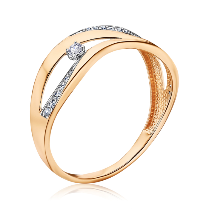 Золота каблучка з фіанітами 17122/01/1/1097