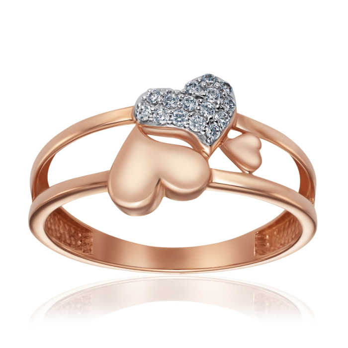 Золота каблучка з фіанітами. Артикул 17135/01/1/1