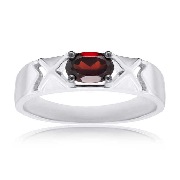 Срібна каблучка з гранатом. Артикул 1715/1р-GARN