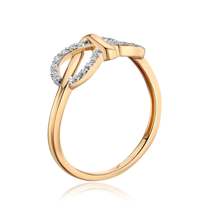 Золотое кольцо Бесконечность с фианитами 17151/01/1/1