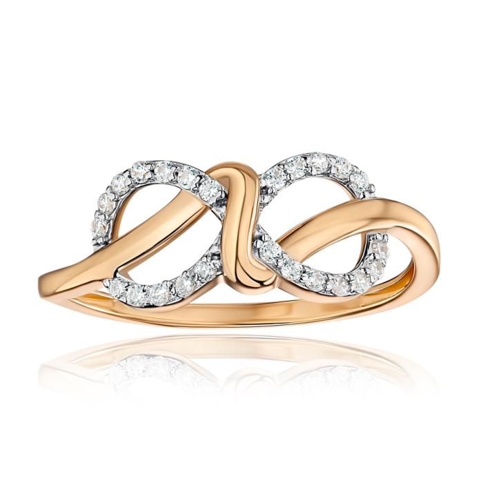 Золотое кольцо Бесконечность с фианитами 17151/01/1/1