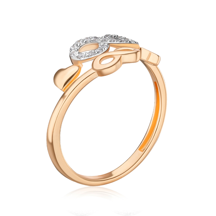 Золота каблучка Нескінченність з фіанітами 17152/01/1/1