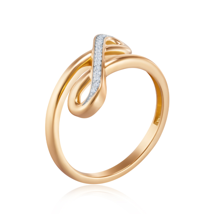 Каблучка з червоного золота з фіанітами 17156/01/1/1