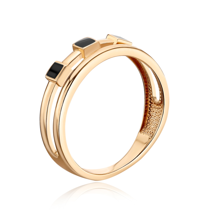 Золотое кольцо с эмалью. Артикул 17158/01/0/389