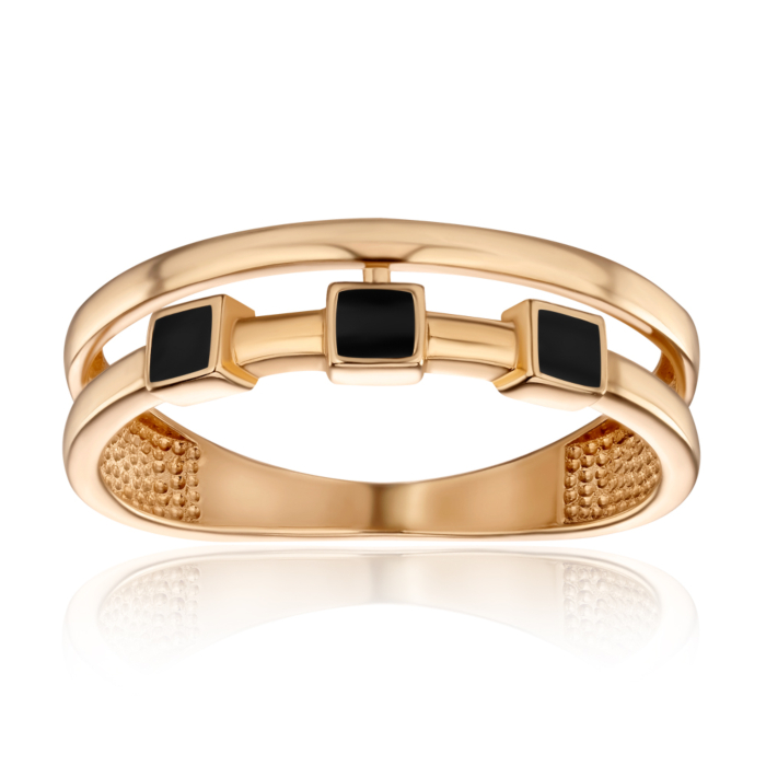 Золотое кольцо с эмалью. Артикул 17158/01/0/389