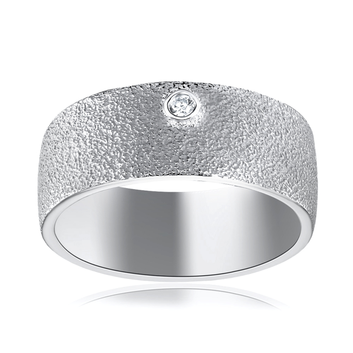 Каблучка з білого золота з фіанітом 17162/02/1/17