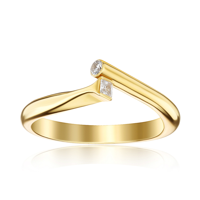 Золота каблучка з фіанітами. Артикул 17164/03/0/21366