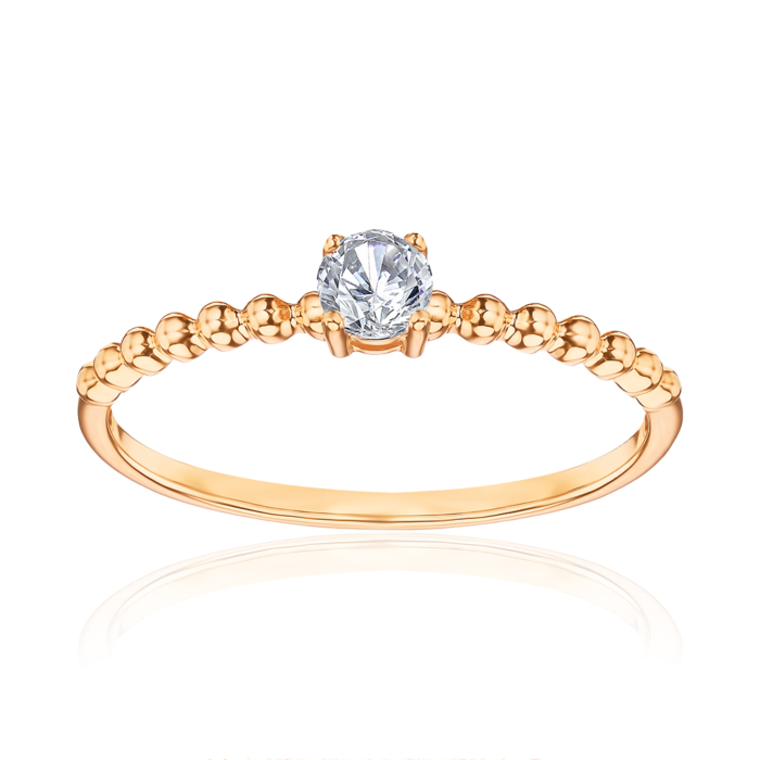 Кольцо из красного золота с фианитом 17169/01/0/29