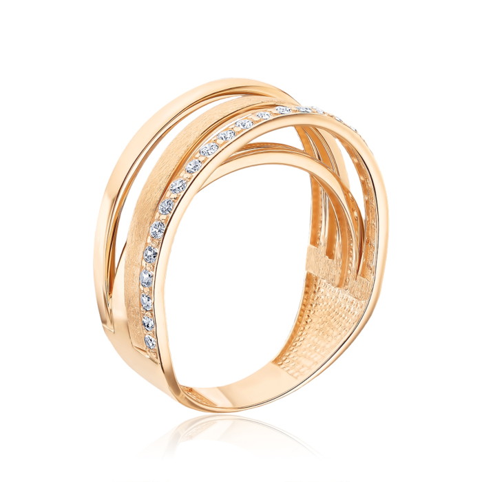 Золота каблучка з фіанітами 17209/01/0/3