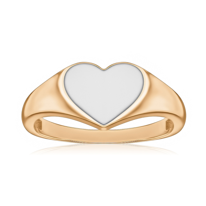 Золотое кольцо Сердечко с белой эмалью 17214/01/0/483