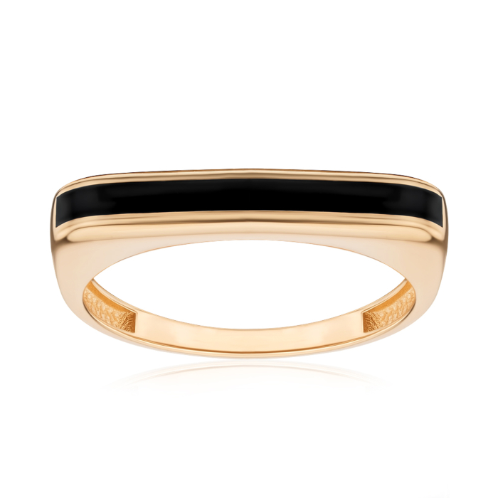 Золота каблучка з чорною емаллю 17221/01/0/389