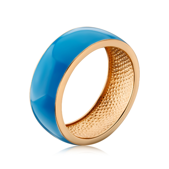 Золота каблучка з блакитною емаллю 17259/01/0/21653