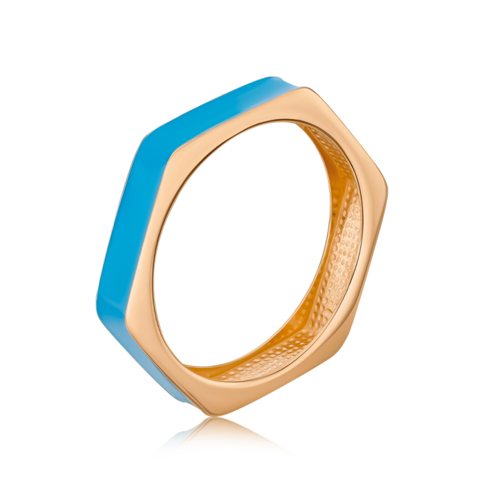 Золота каблучка з блакитною емаллю 17263/01/0/21653