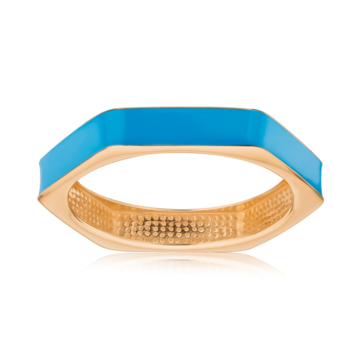 Золота каблучка з блакитною емаллю 17263/01/0/21653