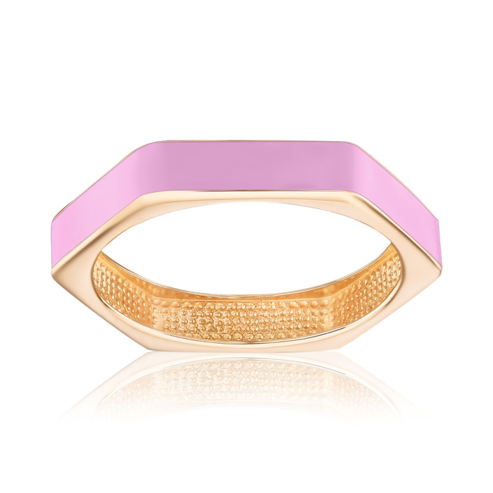 Золота каблучка з рожевою емаллю 17263/01/0/21654