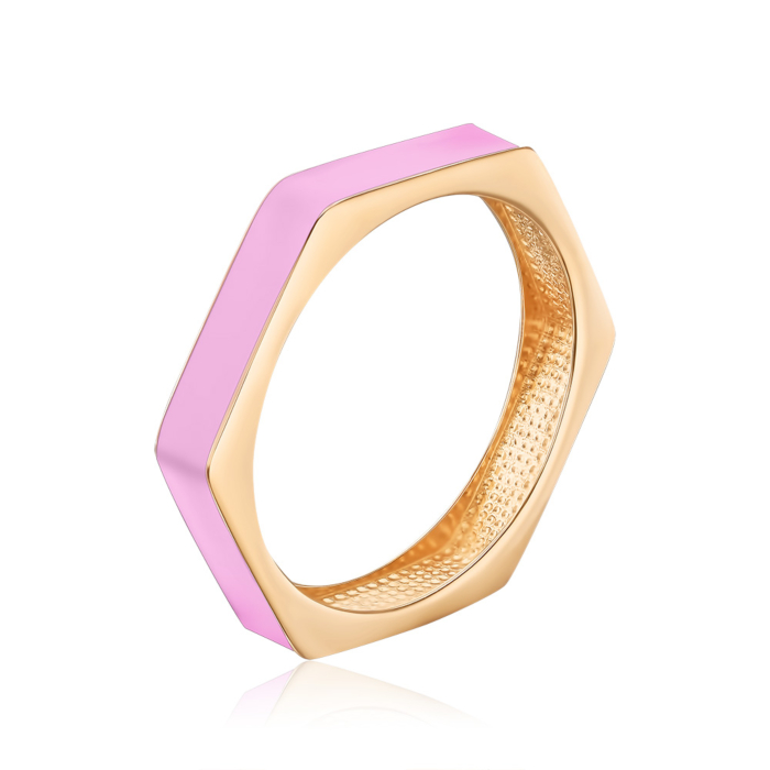 Золота каблучка з рожевою емаллю 17263/01/0/21654