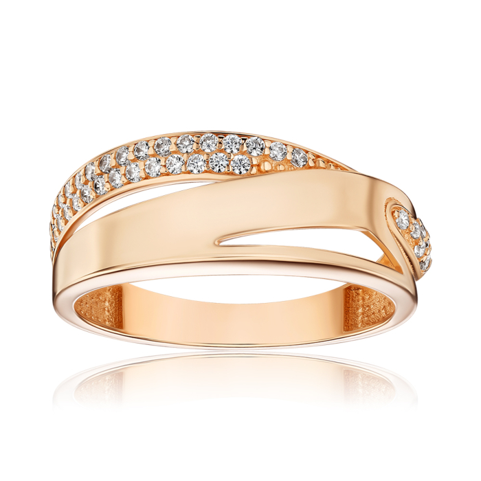 Золота каблучка з фіанітами 17264/01/0/1