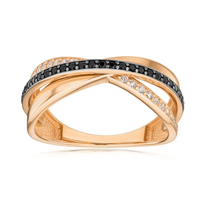 Золота каблучка з фіанітами 17285/01/1/146