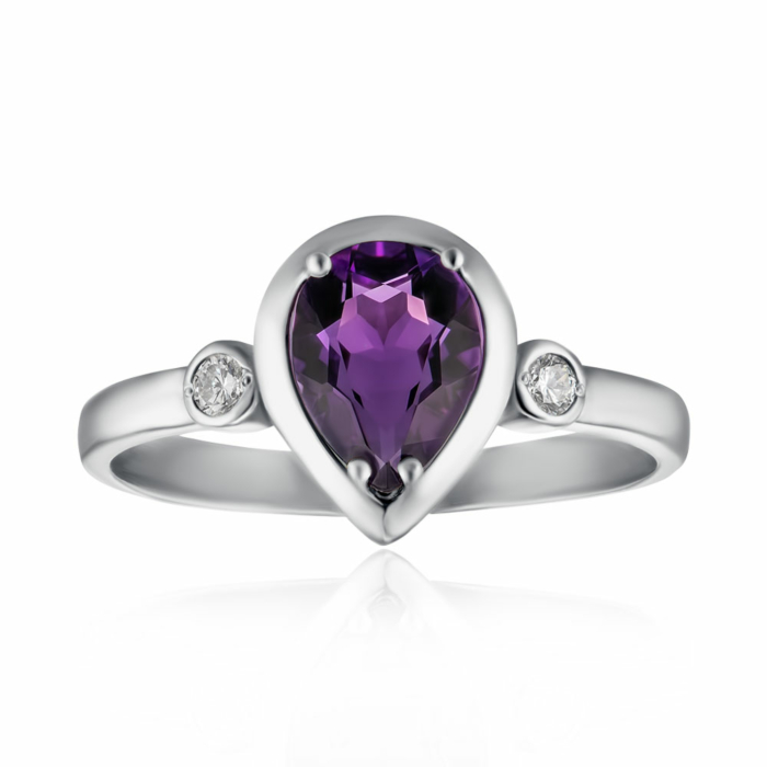 Срібна каблучка з аметистом. Артикул 1740/1р-AMET