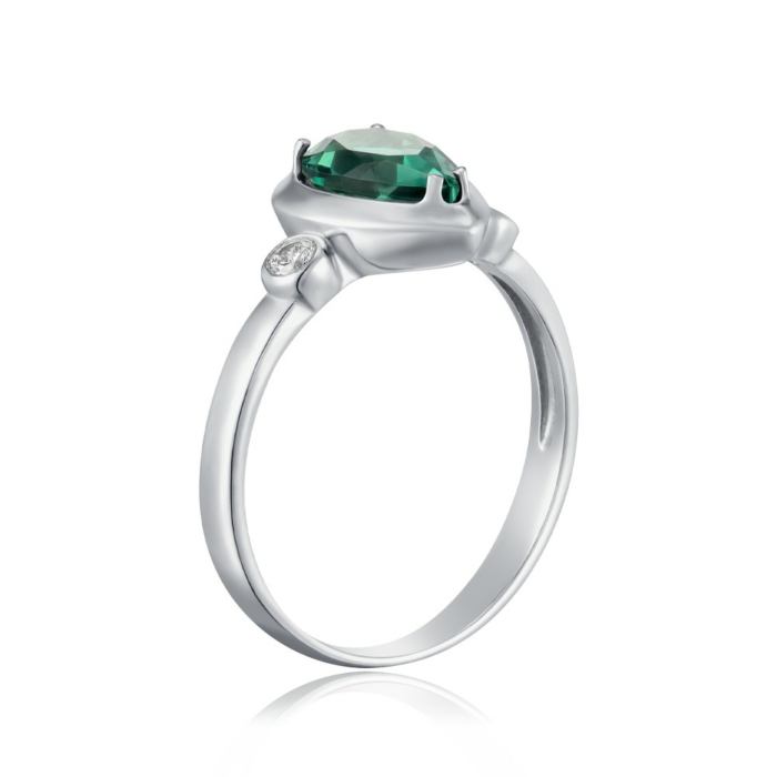 Серебряное кольцо с кварцем и фианитами. Артикул 1740/1р-QGR