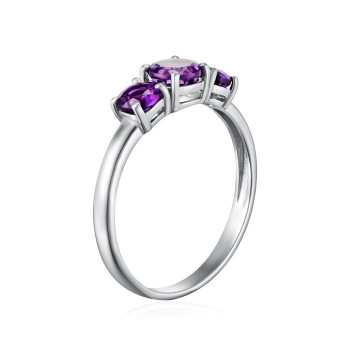 Срібна каблучка з аметистом. Артикул 1741/1р-AMET