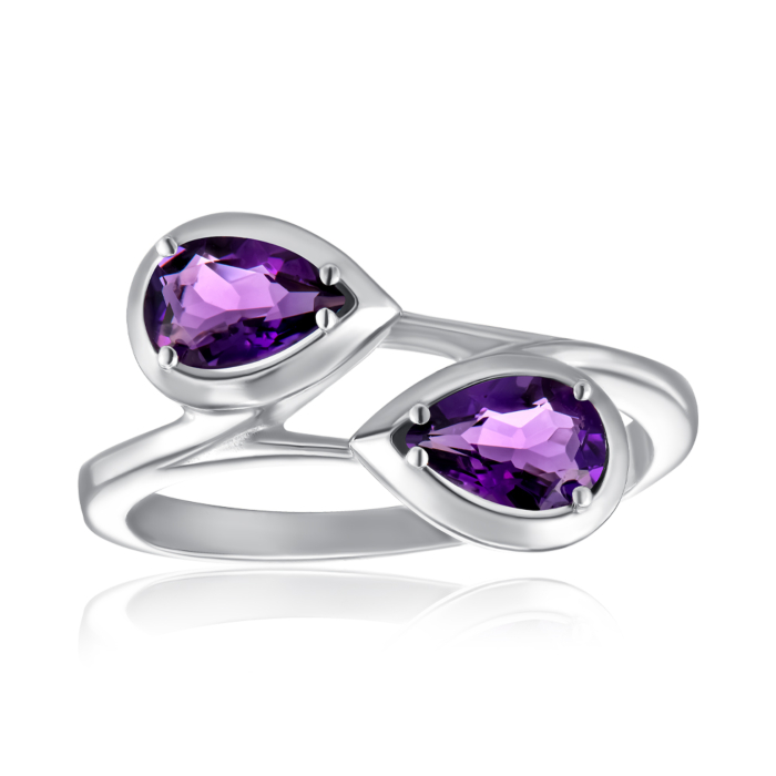 Срібна каблучка з аметистом. Артикул 1744/1р-AMET