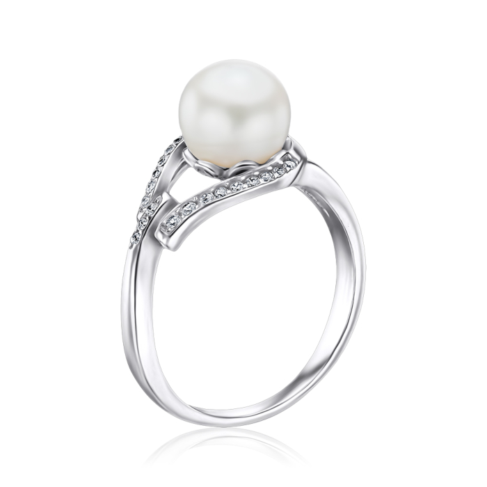 Срібна каблучка з перлиною. Артикул 1780/9р-PWT