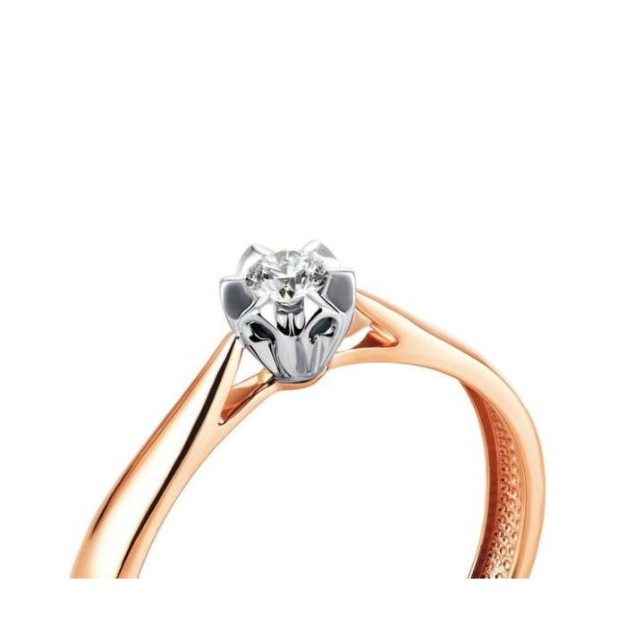 Золотое кольцо с бриллиантом. Артикул UG518/0166/01/01/12