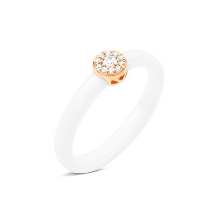 Керамічна каблучка з діамантами. Артикул UG518/0434/00/01/01
