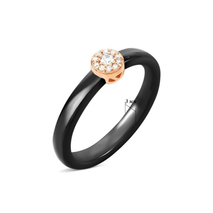 Керамічна каблучка з діамантами. Артикул UG518/0434/00/02/01