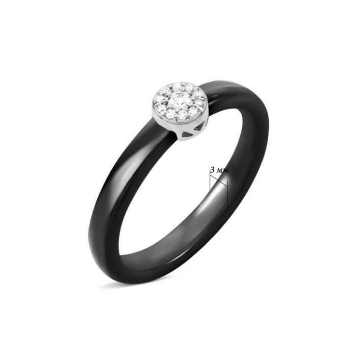 Керамічна каблучка з діамантами. Артикул UG518/0434/02/02/02