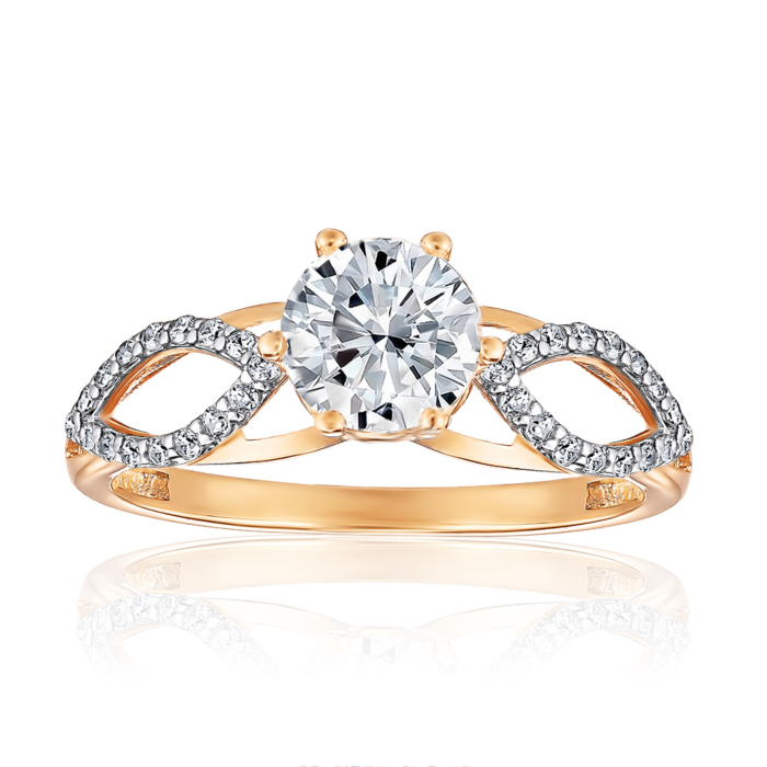 Золотое кольцо с фианитами. Артикул 18009/01/1/114