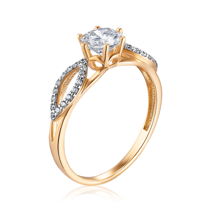 Золотое кольцо с фианитами. Артикул 18009/01/1/114