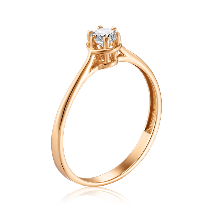 Золотое кольцо с фианитом. Артикул 18014/01/0/29