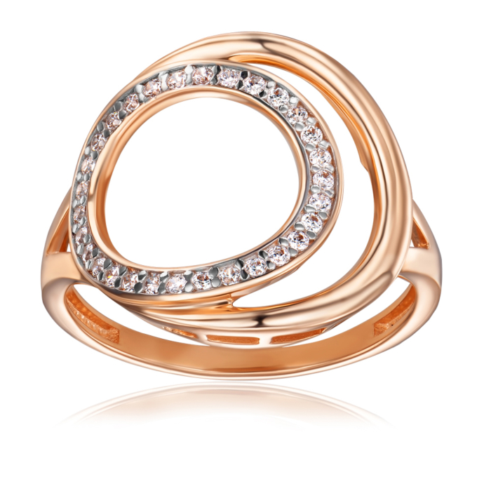 Золота каблучка з фіанітами. Артикул 18035/01/1/1