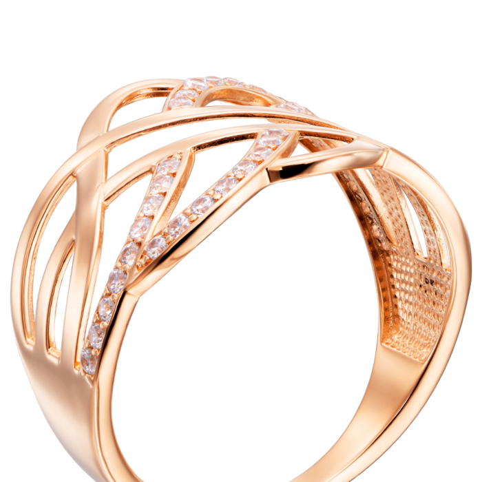 Золотое кольцо с фианитами. Артикул 18044/01/0/13